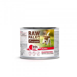 RAW PALEO DOG PUPPY BEEF RABBIT konservi kucēniem Liellops, trusis 200g